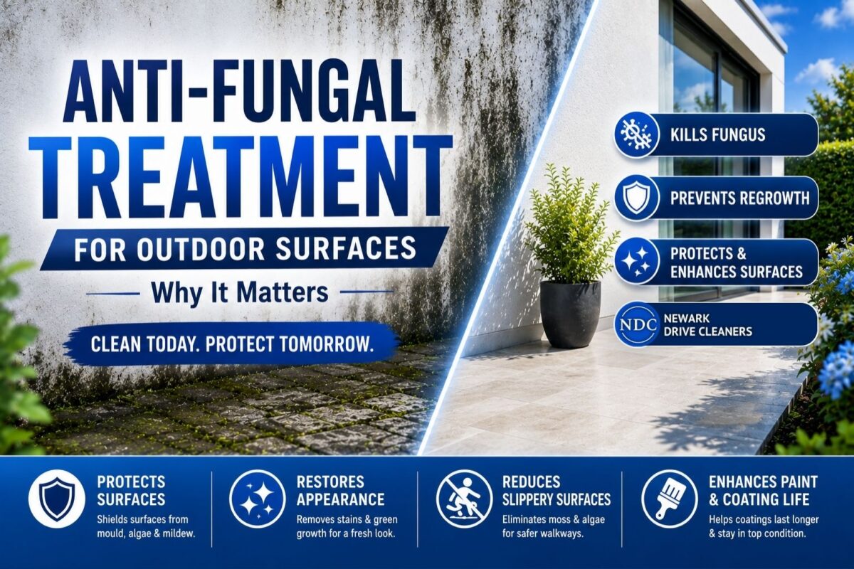 Anti-fungal treatment for driveway and patio cleaning services in Newark Nottinghamshire