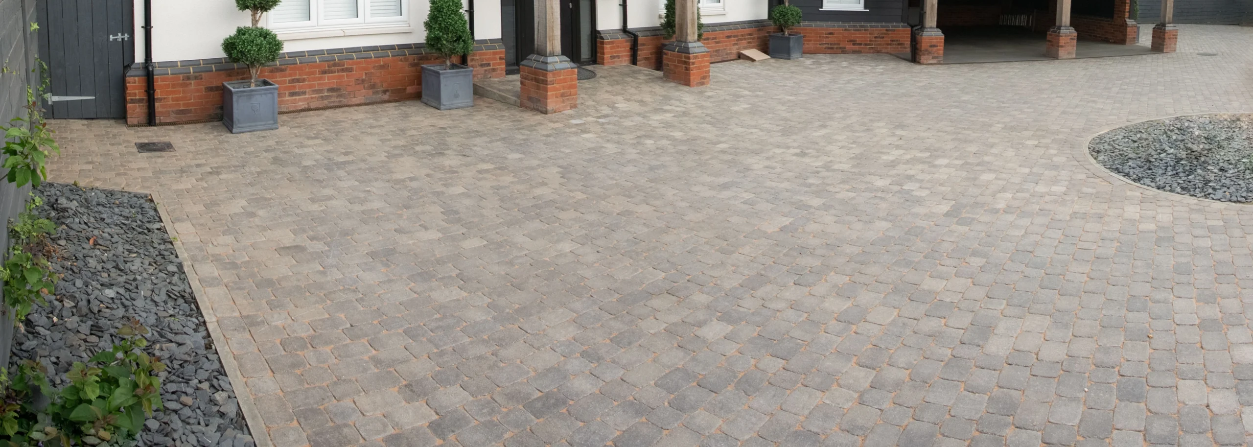 A professionally cleaned and weed-free block paving driveway in Balderton after pressure washing.